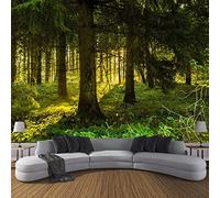 Kuletkear Tree Removable Wall Mural Forest Self-Adhesive Large Wallpaper Sunlight for Walls Living Room Bedroom TV Background Kids Girls Rooms Decoration 350x245cm