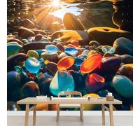 Kuletkear Wall Mural Cobblestone Removable Self-Adhesive Wallpaper Sunlight Waterproof Poster Paper Wall Decoration for Bedroom Living Room 400x280cm
