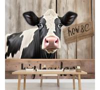 Kuletkear Wall Mural Dairy Cow Wallpaper Wall Decals Farm Animals Self-Adhesive Large Poster Paper for Living Room Bedroom Kids Room Motif 249x175cm