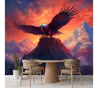 Kuletkear Wall Mural Eagle Photo Wallpaper Mountain Natural Landscape Waterproof Removable Pictures for Livingroom Bedroom Wall Home Decor 300x208cm