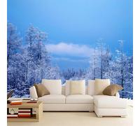 Kuletkear Wall Mural Forest Tree Mural Wallpaper Snowy Winter Removable Home Decor for Living Room Bedroom TV Background Kids Girls Rooms Decoration 350x245cm