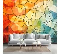 Kuletkear Wall Mural Geometric Texture Peel and Stick Self-Adhesive Wallpaper Removable Large Sticker Stained Glass Art Wall Decor Print Picture Image 200x140cm