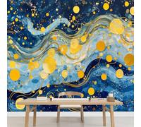 Kuletkear Wall Mural Polka Dot Gold Removable Self-Adhesive Wallpaper Abstract Art Waterproof Poster Paper Wall Decoration for Bedroom Living Room 400x280cm