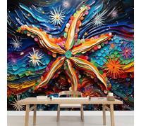Kuletkear Wall Mural Starfish Peel and Stick Self-Adhesive Wallpaper Abstract Art Art Removable Large Sticker Waterproof Wall Decor Print Picture Image Design 300x208cm