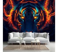 Kuletkear Wall Mural Tiger Flame Photo Wallpaper Tiger Flame Waterproof Removable Pictures for Livingroom Bedroom Wall Home Decor 200x140cm