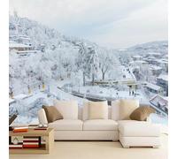 Kuletkear Wall Mural Winter City Large Photo Wallpaper Street Building Landscape Poster Paper Removable for Living Room Bedroom Nursery Décor 200x140cm