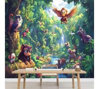 Kuletkear Wallpaper Monkey Bird Stick and Peel Large Wall Mural Jungle Animals Wall Sticker for Living Room Bedroom TV and Sofa Background Kids Rooms 300x208cm