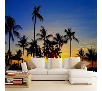 Kuletkear Wallpaper Palm Trees Stick and Peel Large Wall Mural Sunset View Wall Sticker for Living Room Bedroom TV and Sofa Background Kids Rooms 249x175cm