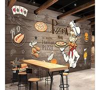 Kuletkear Wallpaper Pizza Food 3D Wall Mural Restaurant Theme Removable Wallpaper Wall Decor Photo Print Picture Image Design Home for Teens Boys Girls Bedroom Living Room Murals 350x245cm