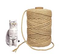 Kuleyang 100M Sisal Rope for Cat Scratching Post - 6MM Natural Jute Rope for Cat Tree Repair, DIY Cat Scratcher & Garden Crafts, Brown