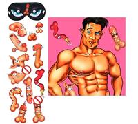 Kuleyang Hilarious Hen Party Game Pin The Pants On The Hunk, Naughty Hen Party Game with Poster Stickers & Blindfold, Funny Hen Do Ice Breaker for Bachelorette Party