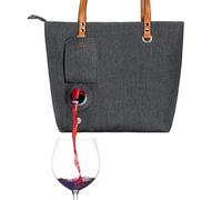 Kuleyng Insulated Wine Tote Bag with Drink Dispenser, Portable Wine Cooler Bag for Beach, Travel & Picnics, Stylish Wine Carrier for Wine Lovers & Mums, Grey