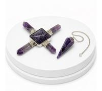 KULIA Amethyst Pendulum with Pyramid Generator Feng Shui Natural Gemstone Crystal Dowsing Pendulum Crystal Amethyst Points Altar Décor Reiki Stone Gift for Woman
