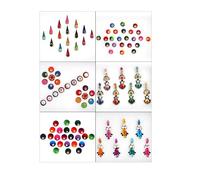 KULIA® Bindi Pack Of 12 Round Dots Forehead Tikka Women Face Gems Tattoos Stickers Designer Bindi Bridal Bindi Indian Nail Art Stickers Beauty Product Fashion Jewelry Face Jewels Gifts