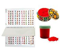 KULIA® Bindi Round Dots Tattoos Stickers Indian Bindi Face Gems Hand Carved Sindoor Box With Multi Bindi Dots Bollywood Party Indian Wedding Ethnic Tikka Jewellery For Women Bindi Tattoos Stickers