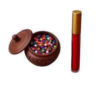 KULIA® Bindi With Liquid Sindoor Forehead Temporary Tattoo Sticker Multicolor Tikka Wooden Box Bindi Women Face Gems Bridal Accessories Face Jewels Multicolor Bindi Karwa Chauth Women Gifts