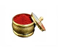 KULIA Brass Kumkum Box Sindoor Powder for Wedding Hand Carved Decorative Storage Box Hindu Rituals Pooja Samagri Sindoor Holder with Free Red Sindur Powder Karwachauth Thali Décor Indian Gifts