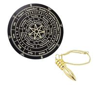 KULIA® Brass Pendulum and Engraved Wooden Board Professional Dowsing Set for Spirit Guidance Black Wood Star Board Ideal for Beginners, Wiccan Decor, and Spiritual Rituals