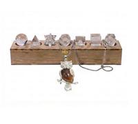 KULIA® Clear Quartz Platonic Solids Stones with Geometry Box Tiger Eye Pendant