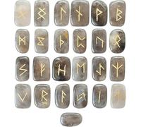 KULIA Crystal Runes Alphabet Set of 25 Pcs Runes for Beginners Smoky Quartz Stone Chakra Balancing Witchcraft Kit Handicrafted Runes Set Reiki Symbole Stones Lucky Charm Natural Gemstone