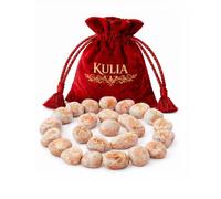 KULIA Crystal Runes Set of 25 Pcs Elder Futhark Rune Stones for Chakra Hand Carved Sunstone Crystal Runes Natural Gemstone with Velvet Pouch Reiki Symbol Stone Runes Set