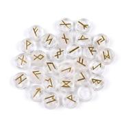KULIA® Crystal Runes Stones Alphabet Set 25 Pcs Elder Futhark Rune Set Feng Shui Clear Quartz Reiki Symbol Stones Runes for Beginners Chakra Balancing Handcrafted Natural Crystal Rune
