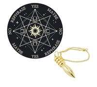 KULIA® Dowsing Pendulum Kit with Wooden Board Handcarved Brass Metal Pointed Pendulum and Moon Star Sun Altar Cloth Spirit Board for Witchcraft Home Décor Gift for Women