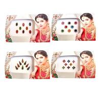KULIA Indian Bindi Forehead Stickers Bridal Collection Traditional Women Tikka Self Adeshive Bindi 4 packets Forehead Jewelry Tikka Face Jewels Wedding Accessories Beauty Item Reusable Dots