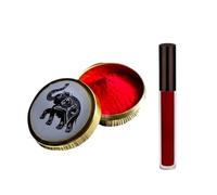 KULIA Kumkum Box with Maroon Liquid Sindoor Women Wedding Accessories Handicrafted Brass Sindoor Box with Free Orange Sindoor Powder Hindu Wedding Rituals Religious Gifts