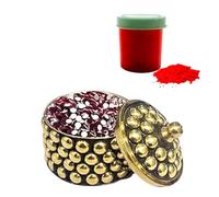 KULIA® Maroon Bindi Forehead Tikka with Sindoor Box Women Face Jewels Red Sindoor Powder Bindi Stickers Face Gems Bindi Bollywood Bindi Stickers Fashion Jewelry Round Bindi