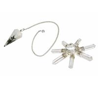 KULIA Moonstone Pendulum with Natural Clear Quartz Generator Feng Shui Crystal Dowsing Pendulum Natural Gemstone Prayer Room Décor Crystal Points Reiki Stone Gift for Crystal Lover