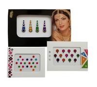 KULIA Multi Dots Women Bindi Tattoos Sticker Face Gems Wedding Tikka 12 Packets Bindi Set Indian Beauty Product Forehead Stickers Round Bindi Tikka Fashion Jewelry Face Jewels