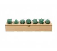 KULIA Platonic Solids Set of 7 Pcs Sacred Geometry Set Decorative Wooden Box Carved Green Aventurine Meditation Healing Stone Chakra Balancing Lucky Charms Platonic Stone Spiritual Gifts