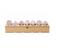 KULIA Platonic Solids Set of 7 Pcs Sacred Geometry Set Decorative Wooden Box Carved Rose Quartz Meditation Healing Stone Chakra Balancing Lucky Charms Platonic Stone Spiritual Gifts