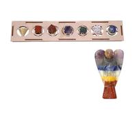KULIA® Platonic Solids Set Sacred Geometry Set with 7 Pcs Reiki Stone Hand Carved Decorative Box Feng Shui Healing Stone Crystal Angel Decorative Statue Spiritual Decor