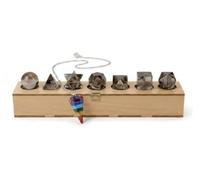 KULIA® Platonic Solids Stones with Sacred Geometry Set Chakra Pendulum 7 Piece Crystal Tumble Stone Set in Wooden Box Feng Shui Smoky Quartz Platonic Solids Reiki Symbol Stones