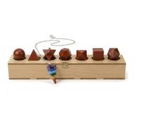 KULIA® Platonic Solids Stones with Sacred Geometry Set Chakra Pendulum 7 Piece Crystal Tumble Stone Set in Wooden Box Feng Shui Red Jasper Platonic Stones Reiki Symbol Crystal Gifts