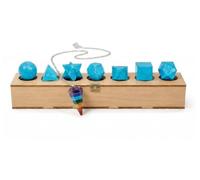 KULIA® Platonic Solids Stones with Sacred Geometry Set with Chakra Pendulum - 7 Piece Crystal Tumble Stone Set in Wooden Box Feng Shui Tarqouise Platonic Stones Reiki Symbol Religious Gifts