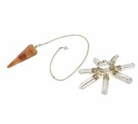 KULIA Red Jasper Pendulum with Clear Quartz Generator Feng Shui Crystal Dowsing Pendulum Natural Gemstone Prayer Room Décor Crystal Points Reiki Stone Gift for Crystal Lover