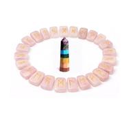 KULIA® Rose Quartz Runes Stones Set of 25 Pcs Alphabat Set Chakra Point
