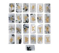 KULIA Runes Stones Alphabet Set of 25 Pcs Rainbow Moonstone Runes for Beginners Home Décor Chakra Balancing Witchcraft Kit Handicrafted Runes Set Reiki Symbole Lucky Charm Gemstone