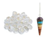KULIA Runes Stones Set of 25 Pcs Alphabet Runes for Beginners Lucky Charm Clear Quartz Rune Reiki Symbol Healing Stone Chakra Balancing Witchcraft Kit Handicrafted Crystal Pendulum