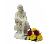 KULIA® Sai Baba Statue Indian Goddess Praying Figure Decorative Sculpture Indian Pooja Item Hand Carved Hindu Idol Resin Figurines Home Decor Religious Temple Décor Spiritiual Gifts