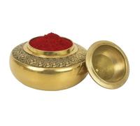 KULIA® Sindoor Box 1 Piece Round shape Decorative Box Kumkum Holder Hand Carved Sindoor Dani Indian Pooja Set Women Accessories Traditional Set With Sindur Powder Forehead Tikka Karwa Chauth Gift