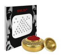 KULIA® Sindoor Box With Bindi Round shape Decorative Box Temporary Tattoo Kumkum Holder Hand Carved Pooja Set Women Accessories Tattoo Sticker With Sindur Powder Forehead Tikka Karwa Chauth Gift
