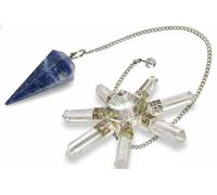 KULIA Sodalite Pendulum with Clear Quartz Generator Feng Shui Crystal Dowsing Pendulum Natural Amethyst Gemstone Prayer Room Décor Crystal Points Reiki Stone Gift for Crystal Lover