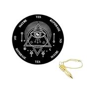 KULIA® Wooden Dowsing Board with Brass Pendulum Set Black Round Talking Board for Dowsing, Wiccan Rituals Handcarved Pendulum Religious Altar Décor Gift for Her