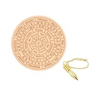 KULIA® Wooden Dowsing Pendulum Board Kit with Brass Pendulum Spirit Board for Witchcraft, Chakra Balancing Includes Months, Days, Alphabet Reiki Symbols Point Pendulum Spiritual Gifts