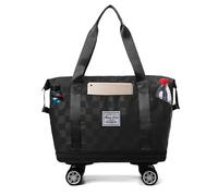 Kulken Travel Bag with Wheels, Expandable Foldable Duffel Bag Suitcases, Detachable Rolling, Rolling Duffle Bag with Wheels, Suitcase with Wheel (Black)