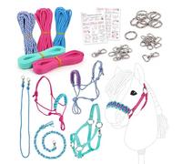 kullaloo DIY Hobby Horse Halter Kit ✦ Make Stick Horse Head Collars, Rope Halters & Reins ✦ Includes Instructions ✦ Aqua/Pink